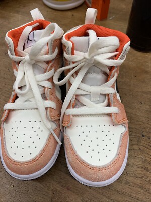 Jordan 1 Mid Orange Suede Boys Size 10c-image
