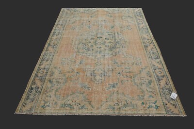 Vintage Turkish Oushak Rug, Orange 6x7 ft, Handmade Wool, Bohemian Anatolian-image