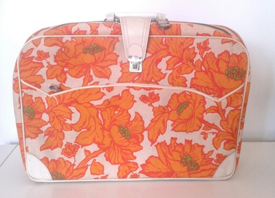 Super Groovy Suitcase Wild Orange Flowers Fabric Mid Mod -image