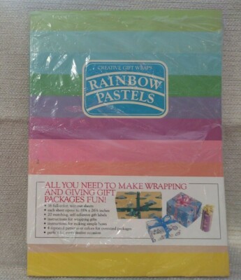 New Sealed Vintage 1988 Creative Gift Wraps Books Rainbow Pastels 200927-image