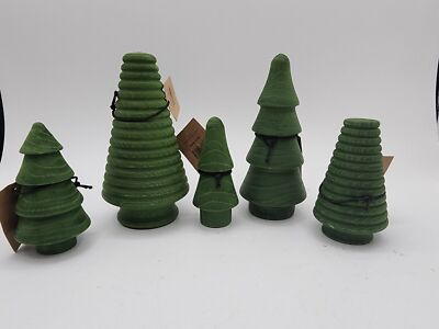 Creative Co Op Green Wood 5 pc Christmas wood trees Decor-image