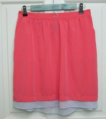 Mossimo Orange Pleated Skirt Womens Size M 28x18.5 Pockets 103-23227-image