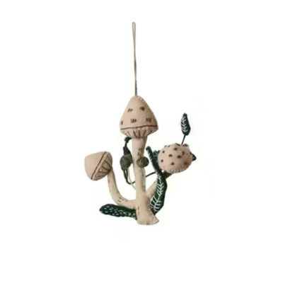 Creative Co-op White Wool Felt Mushroom Ornament Bauble-image