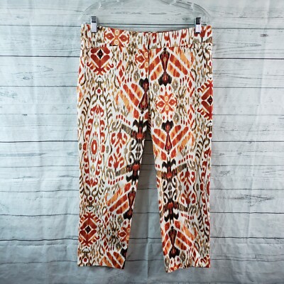 Chicos Womens Cropped Pants Sz 4 Orange Red Mid Rise Cotton Blend-image