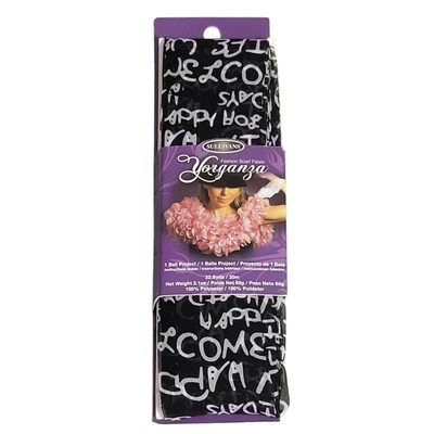 Sullivans Yorganza Fashion Scarf Fabric #39691 Black White Script 32.8 Yards NEW-image