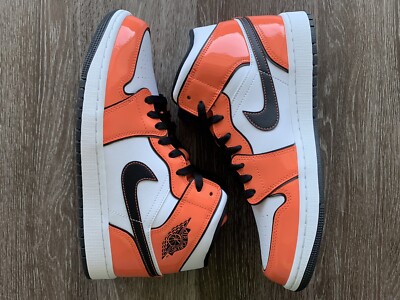 Nike Air Jordan 1 Mid Men’s sizes Turf Orange SE White Patent Leather DD6834-802-image