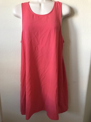 Leith Coral Orange Scoop Neck Sleeveless Racer Back Shift Women's Dress Size S-image