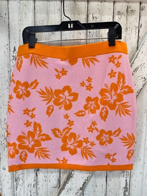 Wild Fable Mini Skirt Womens Medium Pink Orange Pull on 28 in Stretch Waistband-image