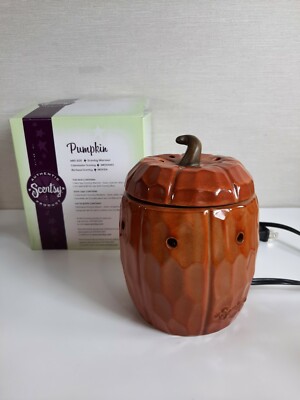 Scentsy Mid Size Fall Orange Pumpkin Warmer Retired Halloween Thanksgiving-image