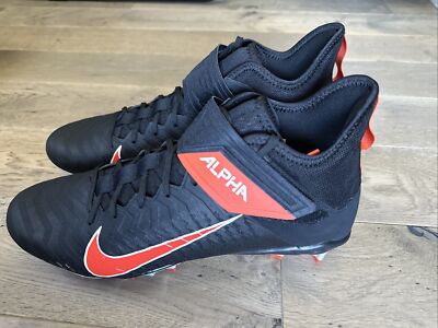 New Nike Mens Alpha Menace Pro 2 Mid SMU P Black Orange Sz 12.5- Football Cleats-image