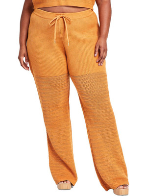 NINA PARKER Womens Orange High Waist Pants Plus 2X-image