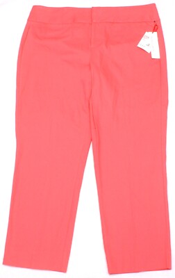 ELLE Pants Womens Orange Coral Curvy Mid Rise Skinny Ankle, Size 16 (37X27), NEW-image