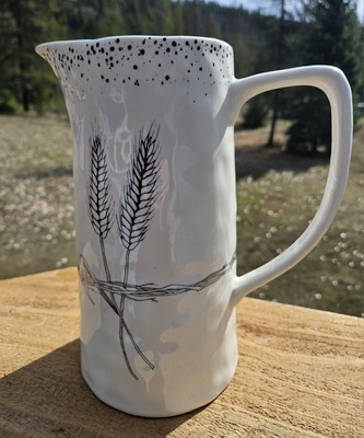 Creative Co-op Pitcher Harvest wheat feather Farm County Chic Cottage Core -image
