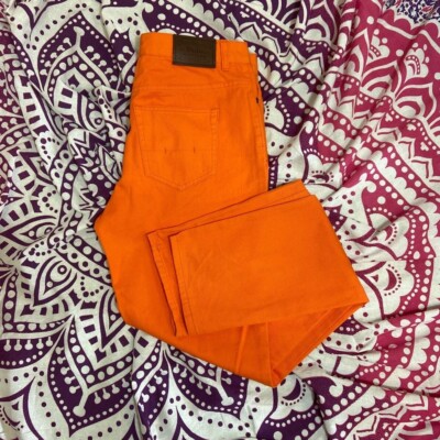 Polo Ralph Lauren Women's Jeans 20 Orange  Cotton Mid Rise Colorful Logo Pony-image
