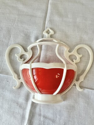 VTG MCM Mid Century Plastic Orange/red Sugar Bowl Hanging Wallpocket Kitschy-image