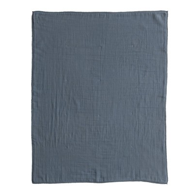 Creative Co-Op Blue Cotton Baby Blanket 40x32 Double Cloth w/ Trim in Bag Gift-image