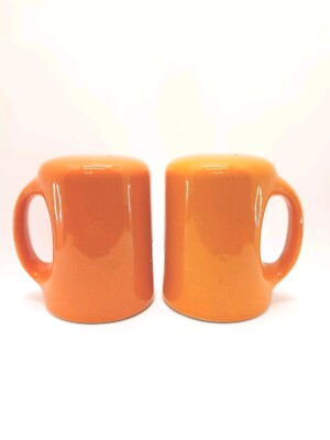 FITZ FLOYD FF ORANGE SALT & PEPPER SHAKERS Retro LARGE MID-CENTURY JAPAN-image
