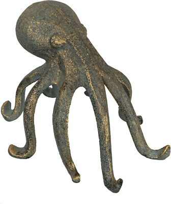 Creative Co-Op Eclectic Cast Iron Octopus Figurine Phone/Tablet Holder, Patina F-image
