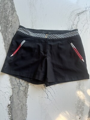 Slazenger Golf Shorts Black/orange Stretch Mid Rise Poly Spandex Sz8 RN 10414-image