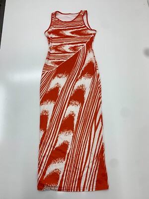 Shein Womens Orange White Marble Print Tank Dress Size Medium-image