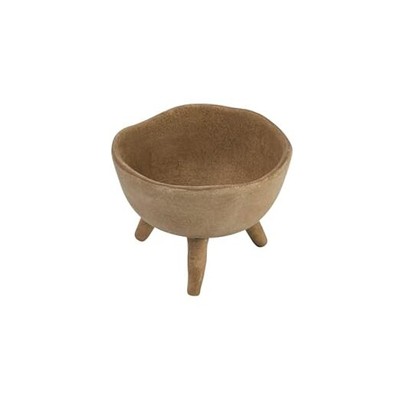 Creative Co-Op Boho Terracotta Footed Planter with Organic Edge, Matte Taupe -image