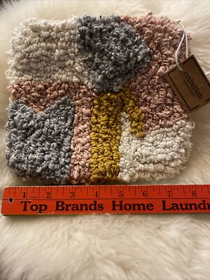 CREATIVE CO-OP Embellish Cotton Zipper Cosmetic Pouch Purse Clutch 8” X 7” NEW-image