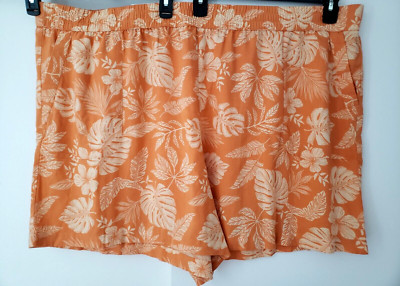 Sonoma Tropical Fern Shorts Womens 4X Mid Rise Peach Orange NWT Pull On-image