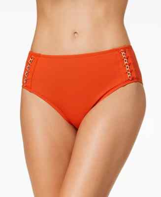Kenneth Cole New York Women's Mid Waist Bikini Bottom- Orange (M)-image