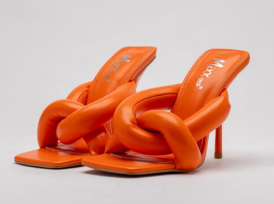 Orange Mixx Shuz Puffer Mule Heels size 5.5-image