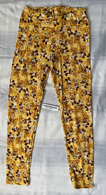 LuLaRoe Disney Micky Mouse Leggings Yellow Orange Brown One Size NWOT-image