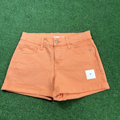 OLD NAVY MID-RISE BOYFRIEND SHORT SIZE 0 MEDIUM Orange Peach 3” INSEAM New-image