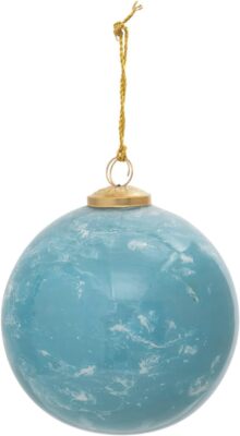 Creative Co-Op Glass Ball Ornament, Marbled Light Blue-image