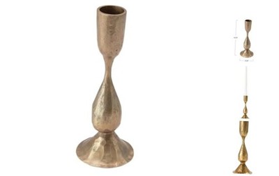 Creative Co-Op Hand-Forged Metal Taper, Antique Brass Finish Candle Holder -image