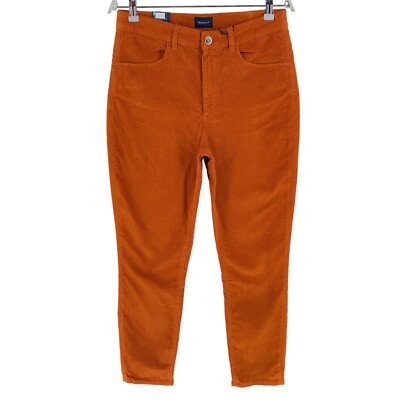 GANT Women Dark Orange FARLA Corduroy Slim Fit Cropped Jeans Size W31-image
