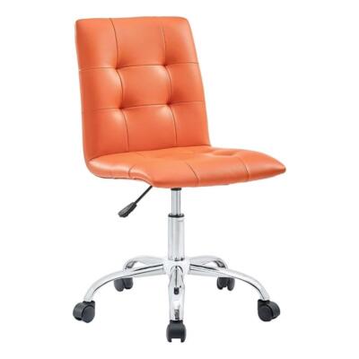 Hawthorne Collections Modern Faux Leather Mid Back Swivel Chair in Orange-image