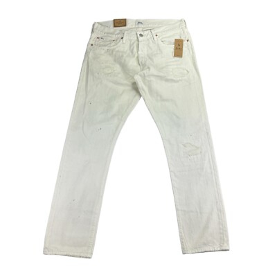 Polo Ralph Lauren Mens Sullivan Slim Distressed Spotted Jeans Off White 34x32-image