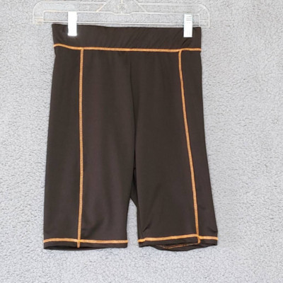 BP. Womens Biker Shorts Black Neon Orange Contrast Stitch Stretch Pull On XS New-image