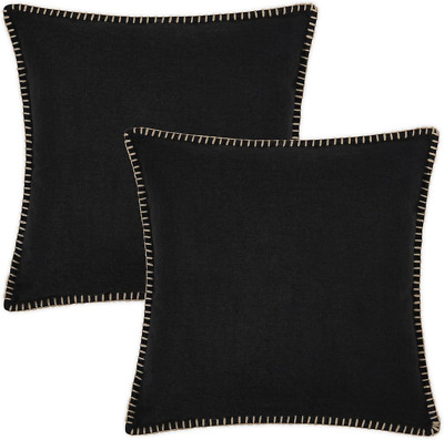 Decorative Outdoor Throw Pillow Covers 26X26 Set of 2, Square Linen Rustic Farmh-image