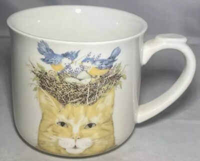 Orange Cat & Bird Nest Mug Coffee Cup Ceramic Tea Mary Lake Thompson Creative-image