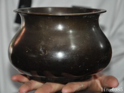 old China Buddhism temple bronze Joss Incense burner Censer statue-image