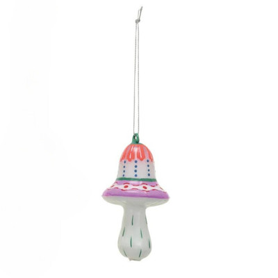 Creative Co-op Purple and Red Mushroom Glass Ornament Bauble-image