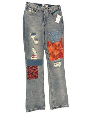Free People Patchwork Jeans Size 27 Belladonna High Rise  Bootcut Orange Blossom-image