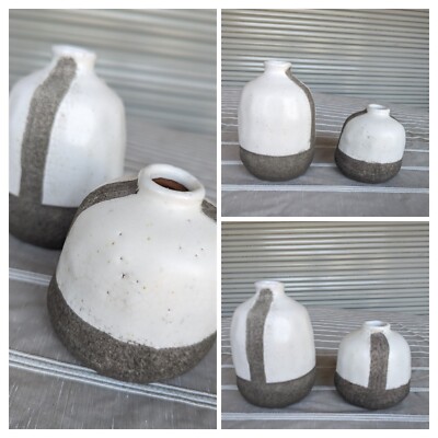 Minimalist Creative Co-Op White Gray Terracotta Bottle Vase Set Luxury QuietGift-image