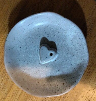 Creative Co-Op Stoneware IncenseDish/Holder w/ Embossed Heart (Each Will Vary)-image