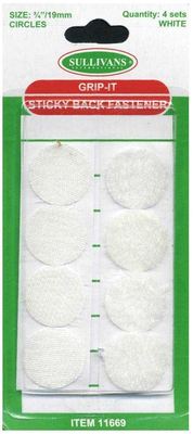 19mm White Grip-It Sticky Back Fastener Circles-image