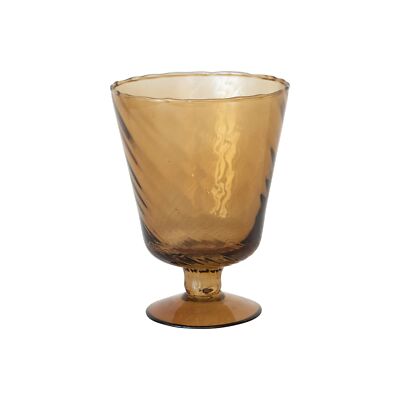 Creative Co-Op Round Glass Stemmed Vase/Votive Holder, Brown-image