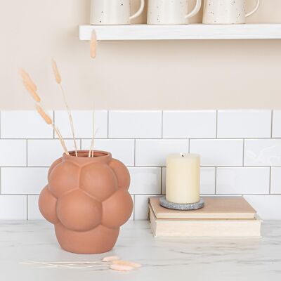 Creative Co-Op Bulbous Stoneware Vase with Raised Dots and Matte Finish, Terr...-image