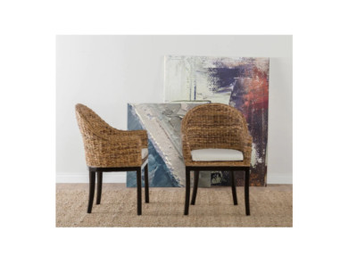 NiB Owen Side Chair by Kosas Home Wicker Woven Upholstered Armchair $575 FLC33-image