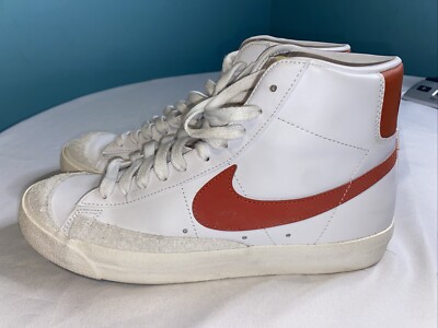Woman’s Size 9.5 - Nike Blazer '77 Mid White Orange Worn Once Pool-image