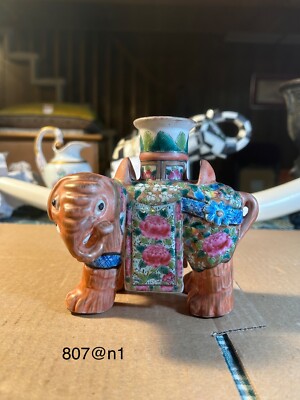 ANTIQUE CHINESE EXPORT PORCELAIN ELEPHANT JOSS STICK-image